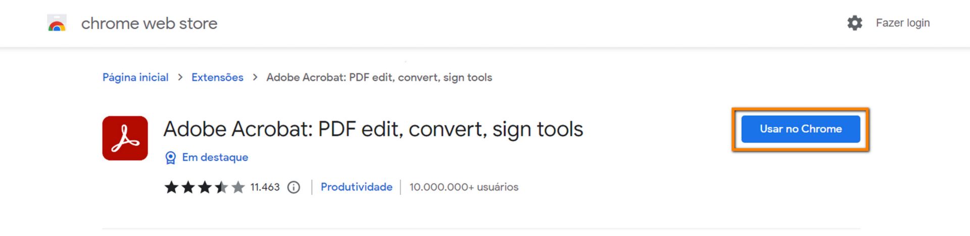 Extensão Acrobat para Chrome