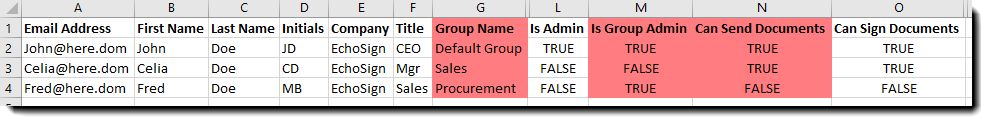 CSV を使用してユーザーをアップロードするための従来のテンプレート