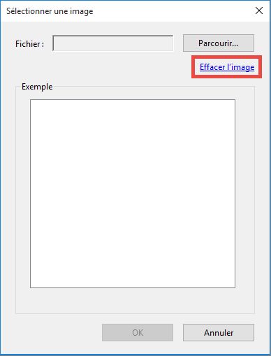 Effacement de l’image sélectionnée