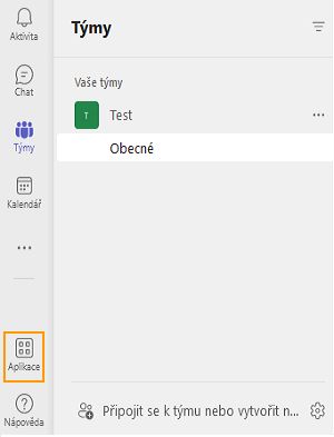 Na bočním panelu vyberte možnost Aplikace