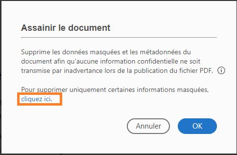 Cliquer ici, pour supprimer les informations cachées