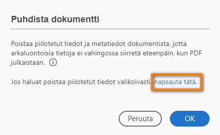 Poista piilotetut tiedot napsauttamalla tätä