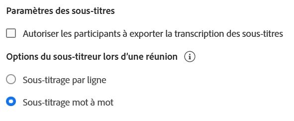 Paramètres de sous-titres