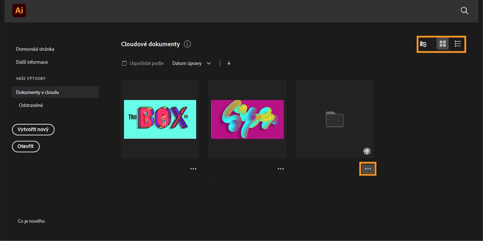 Uspořádání dokumentů v cloudu z aplikace