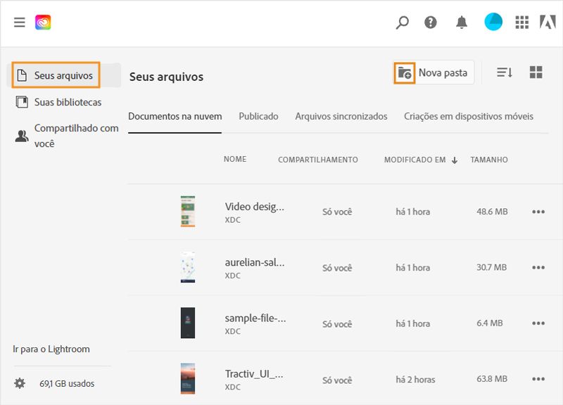 Site da Creative Cloud