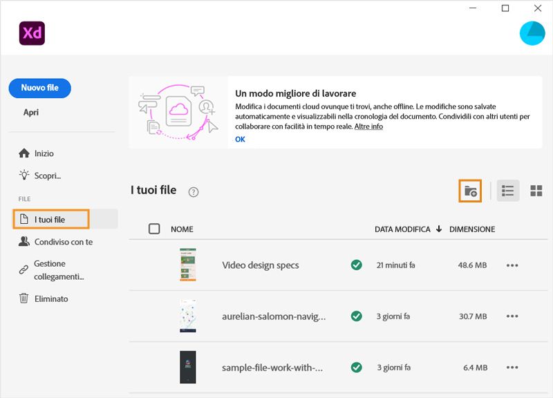 Schermata Home di XD