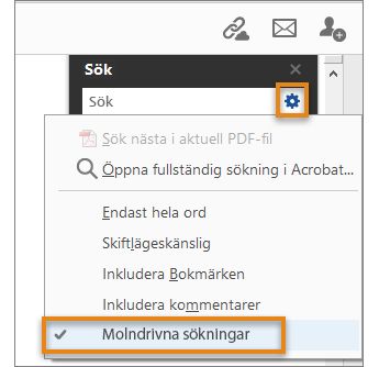 Inställningar för att aktivera molndriven sökning
