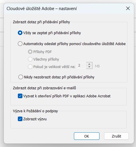 Nastavení služby Adobe Document Cloud
