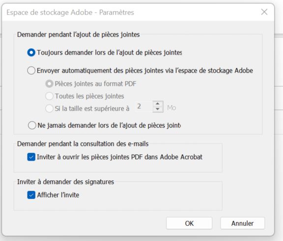 Paramètres d’Adobe Document Cloud