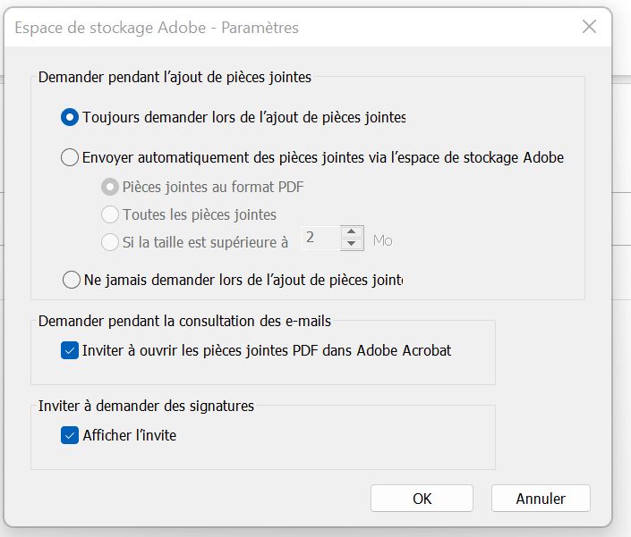 Paramètres d’Adobe Document Cloud