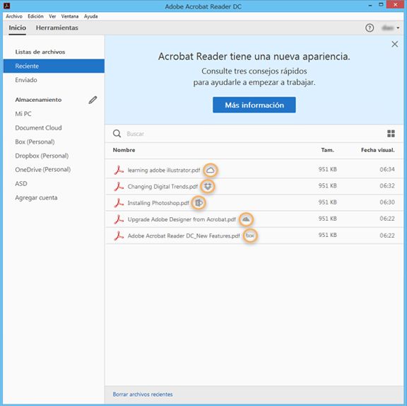 Iconos para los archivos en la nube en función de su ubicación