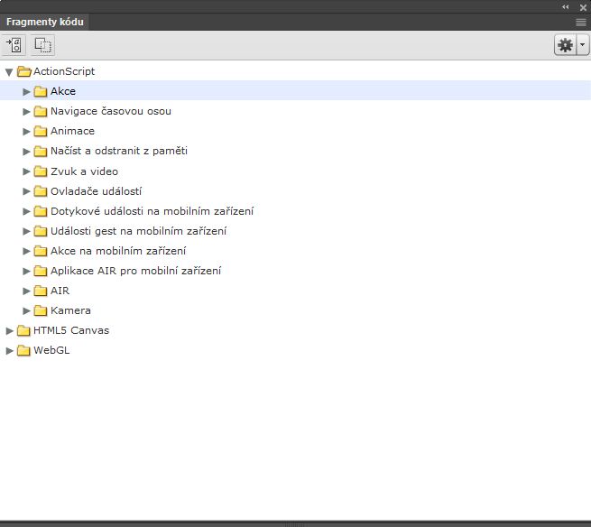Fragmenty kódu v aplikaci Animate