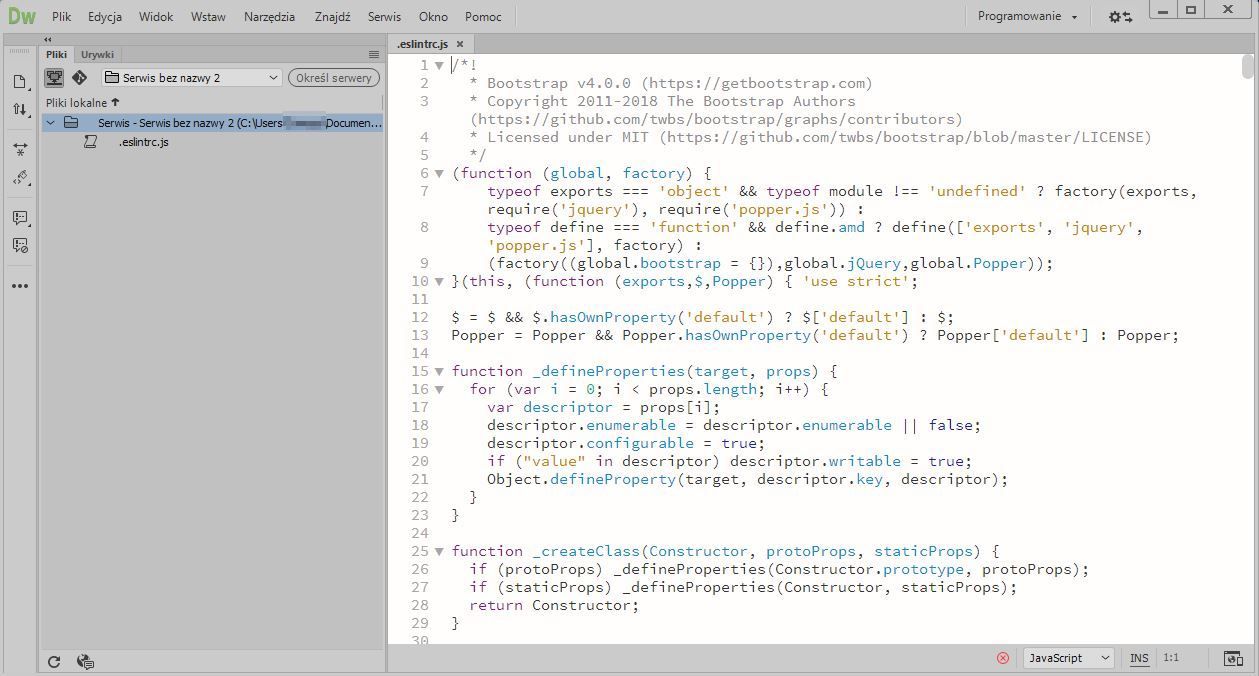 Plik konfiguracyjny .eslintrc.js