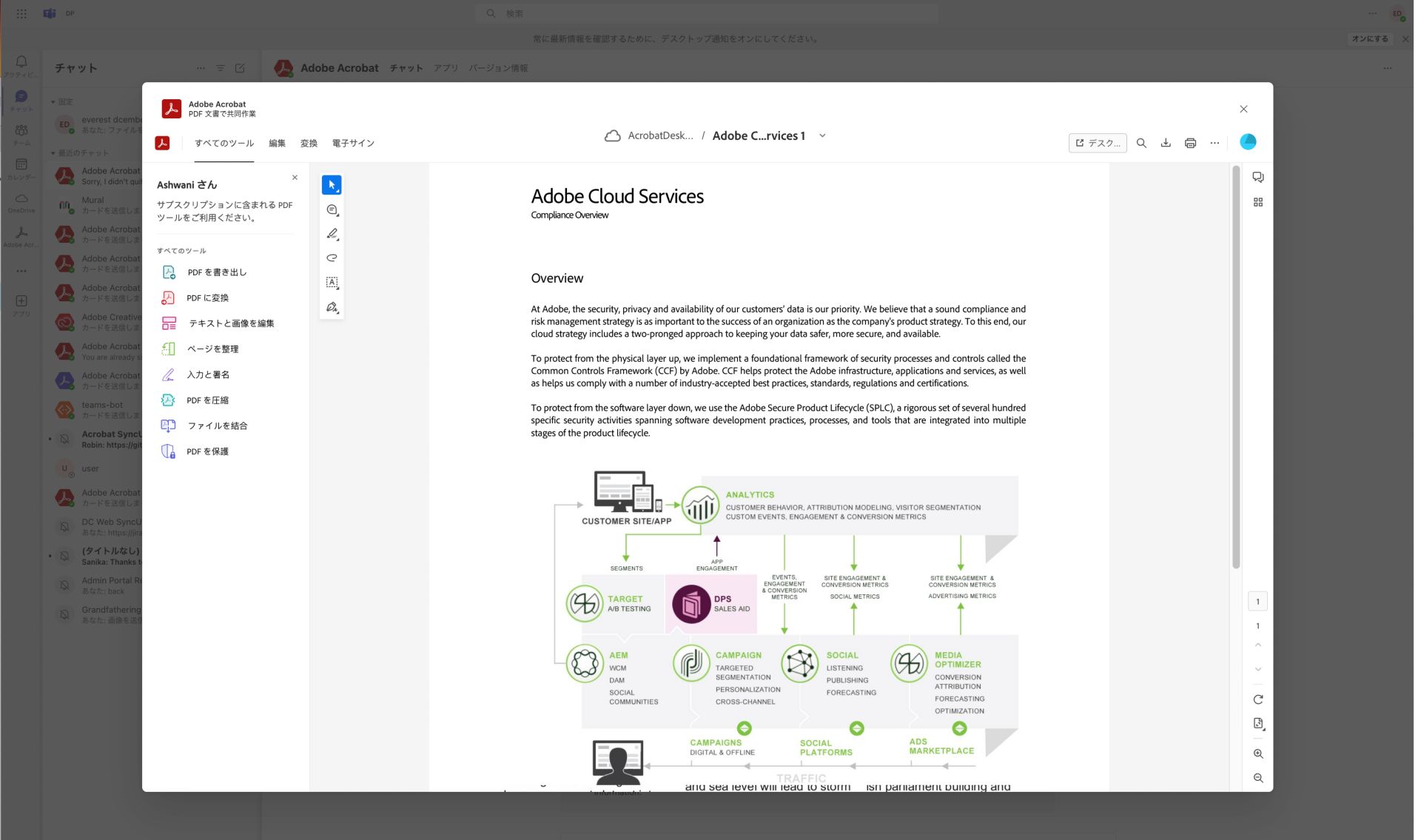 メッセージアクションからの PDF の共同作業