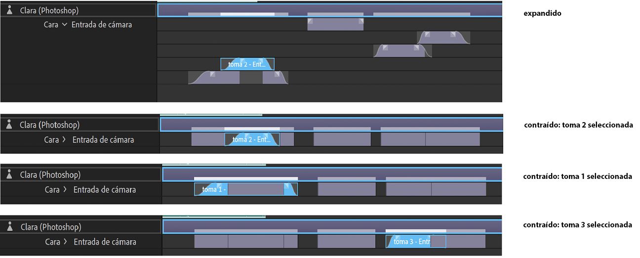 Vista contraída de las tomas