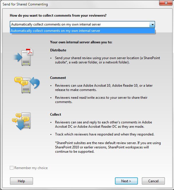 خيار جمع التعليقات على خادم داخلي