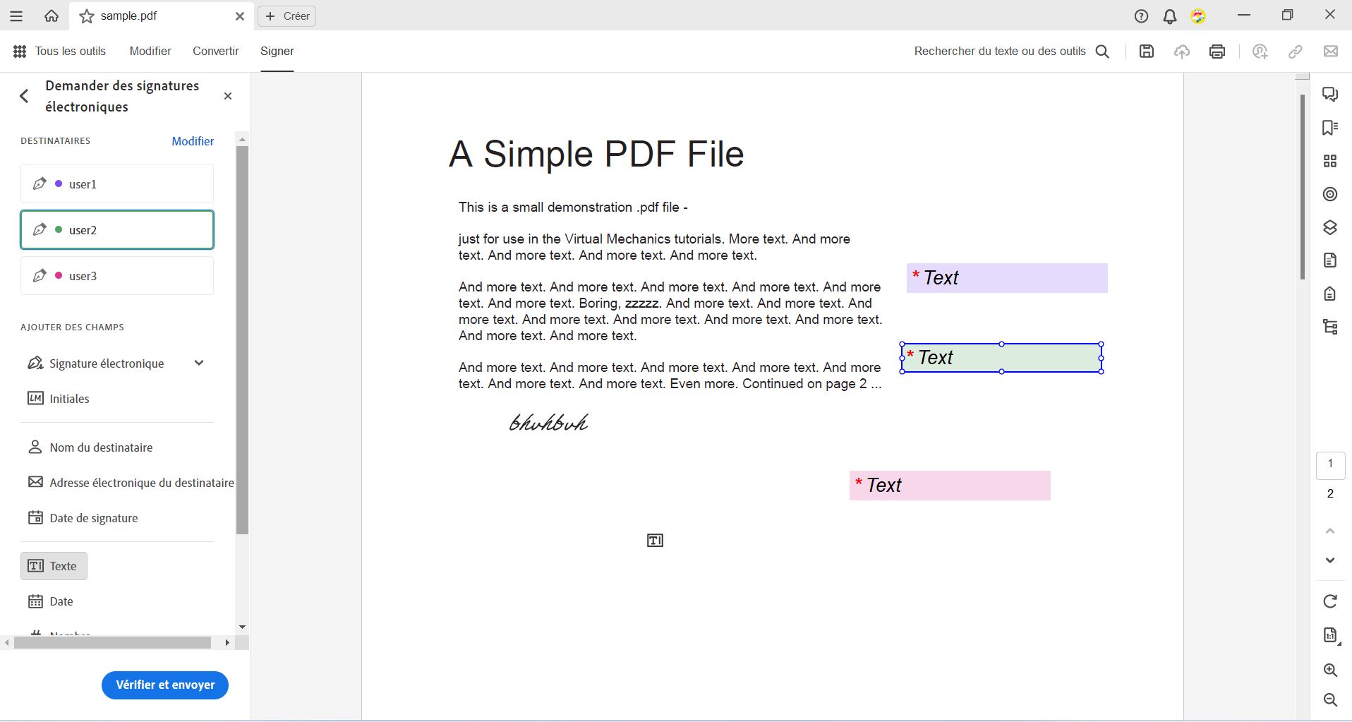 Chaque champ de formulaire est codé en couleurs en fonction du destinataire pour lequel il doit être rempli.