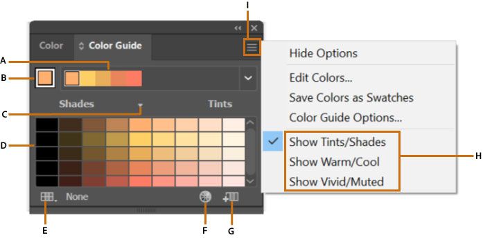 תיבת הדו-שיח של הלוח Color Guide