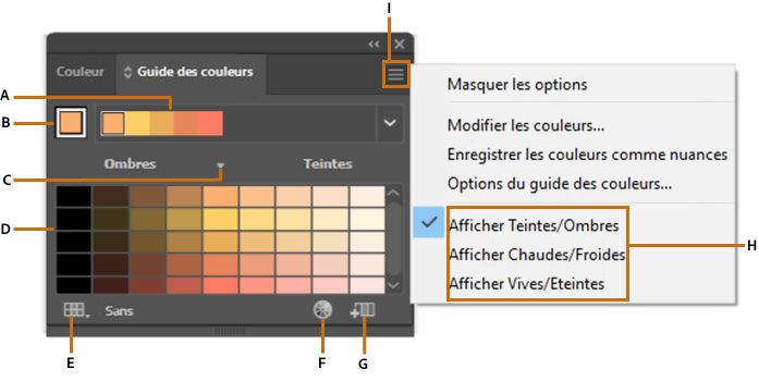 Boîte de dialogue du panneau Guide des couleurs