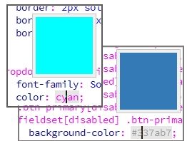 Visualização de cores na Visualização de código