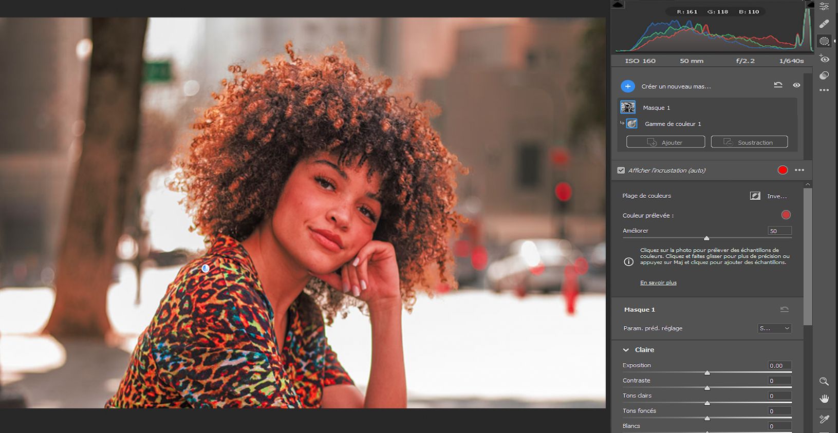 Plage de couleurs dans Masquage