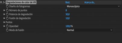 Opciones de Degradación de color de VR