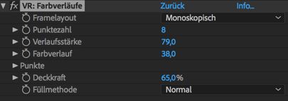 Einstellungen für „VR: Farbverlauf“