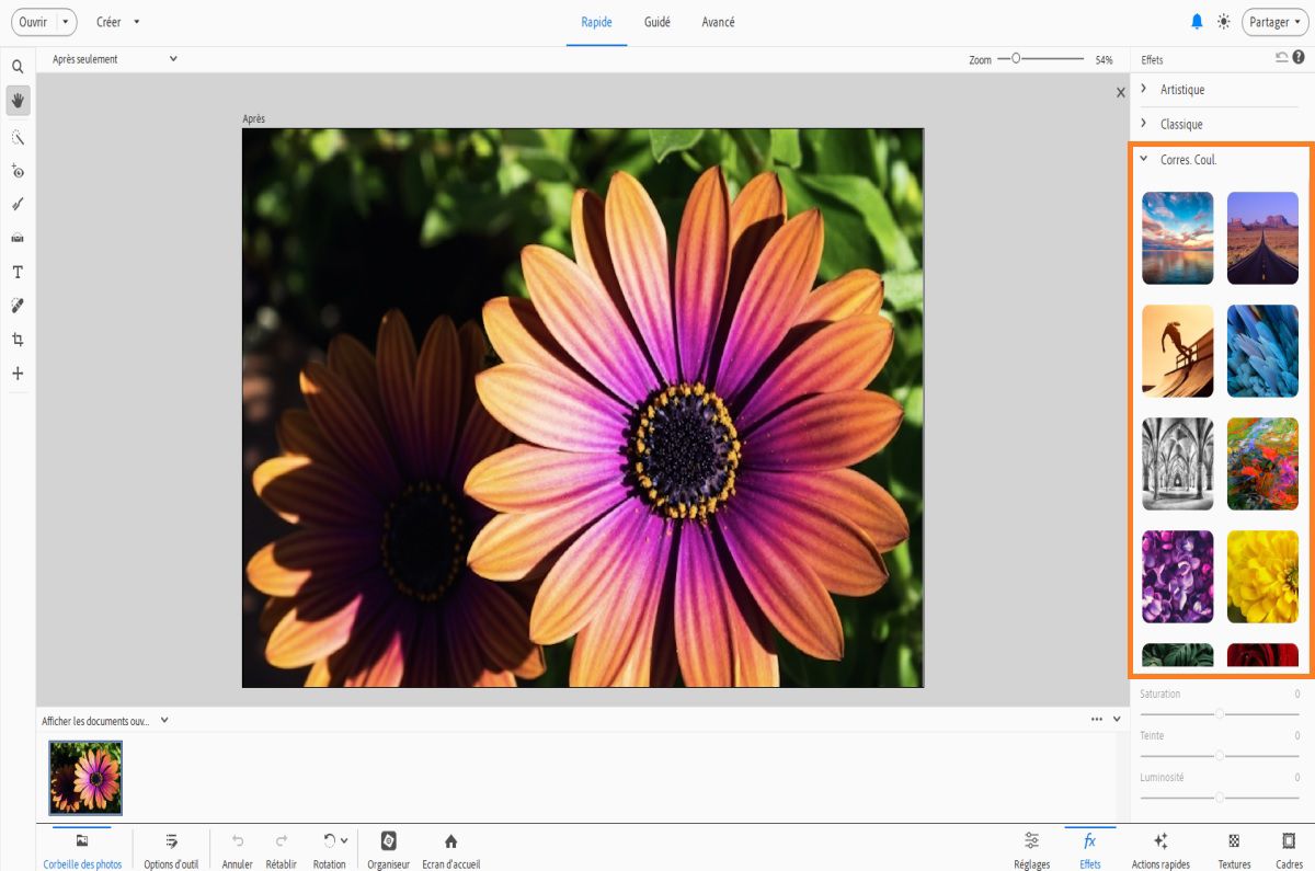 Appliquez l’effet Correspondance des couleurs en mode Rapide.