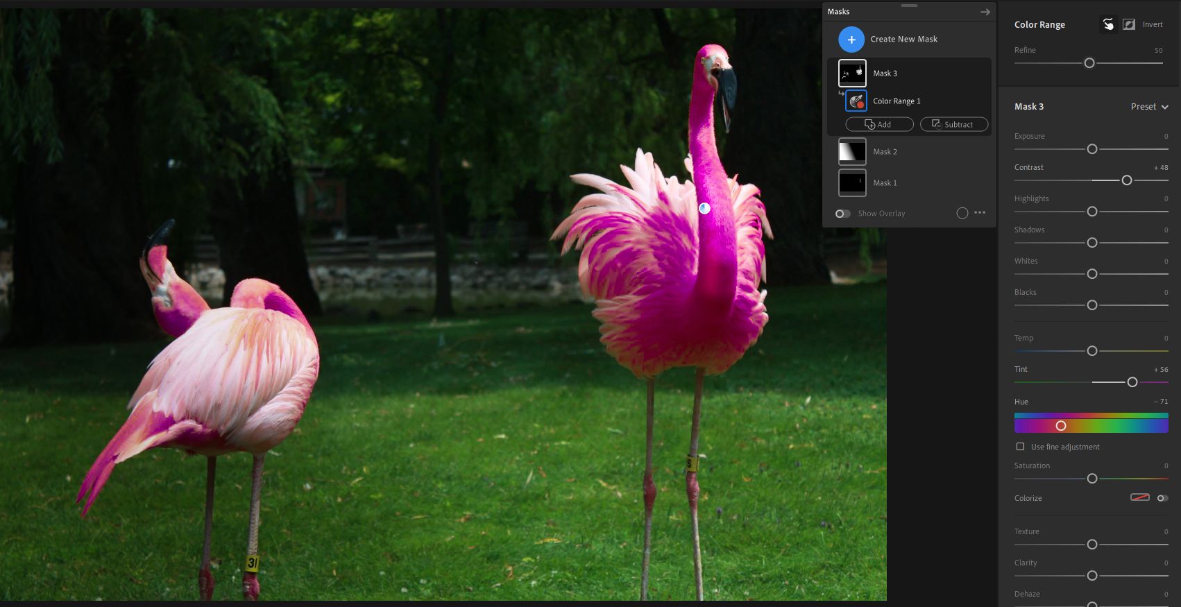 Gamme de couleurs dans Masquage