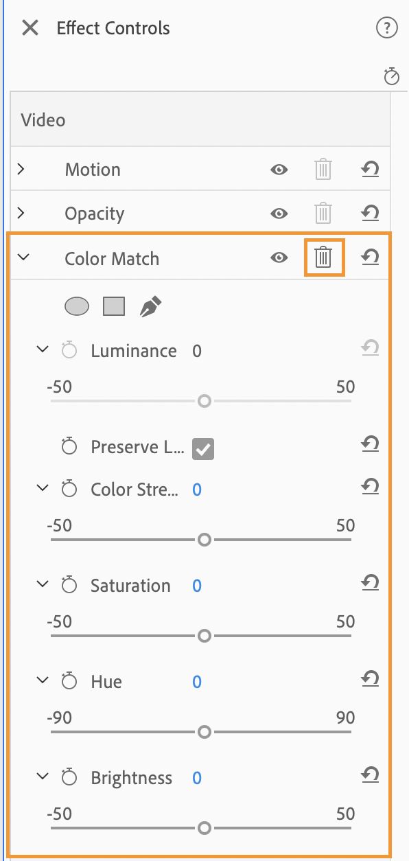 Explore the Color Match effect within the Applied Effects panel.