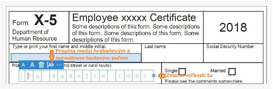 Hrebeňové pole a normálne textové pole