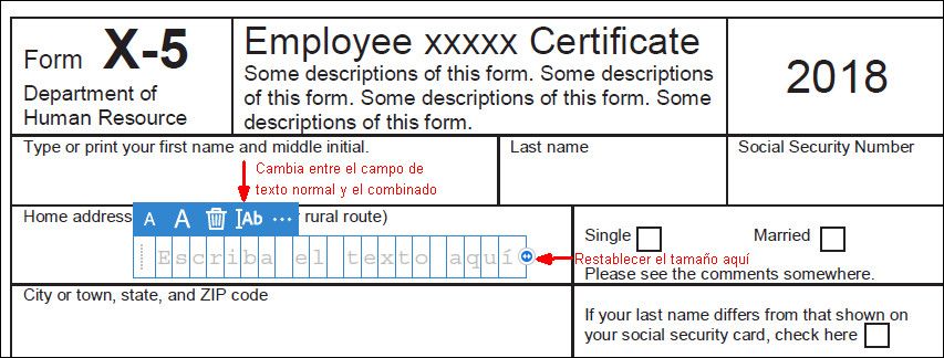 Campo combinado y campo de texto normal