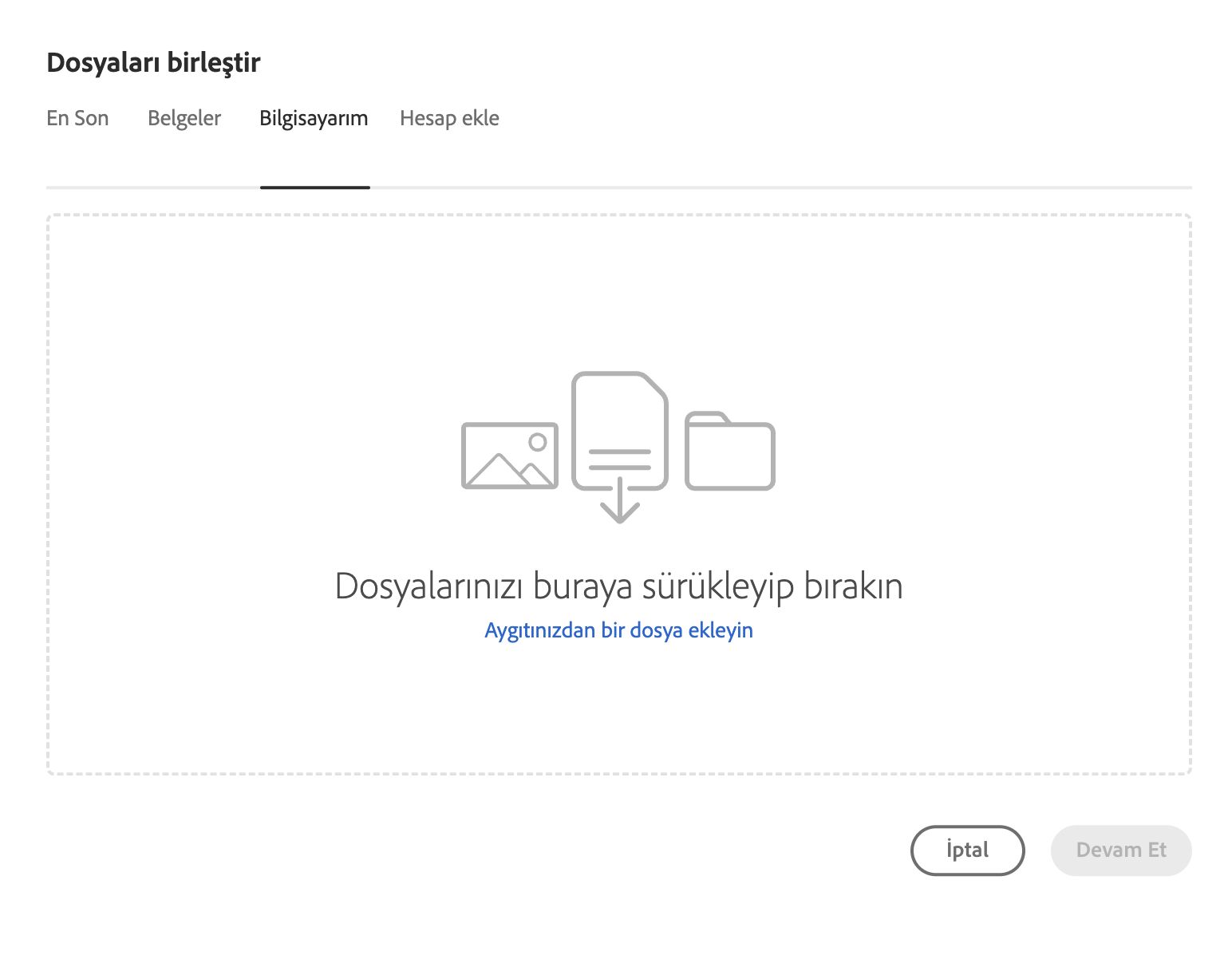 Bilgisayarınızdan bir dosya seçme