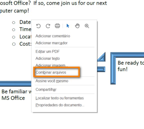 Combinar arquivos no menu de contexto do botão direito do mouse