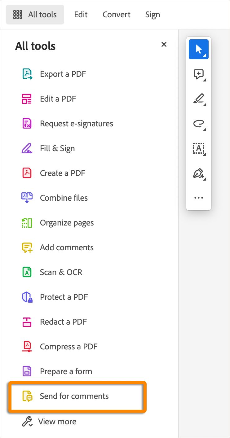 עכשיו Comment tool מופיע בחלונית All tools