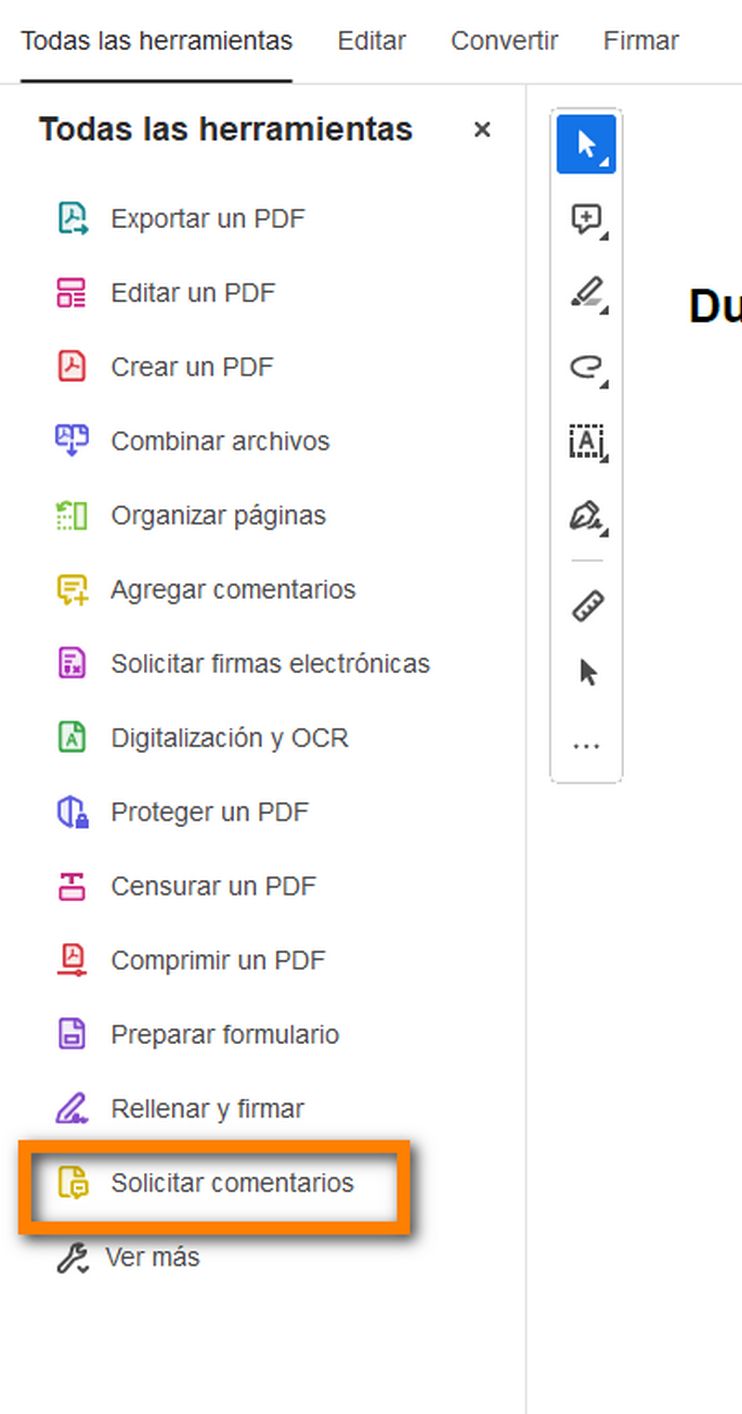 La herramienta de comentarios aparece ahora en el panel Todas las herramientas