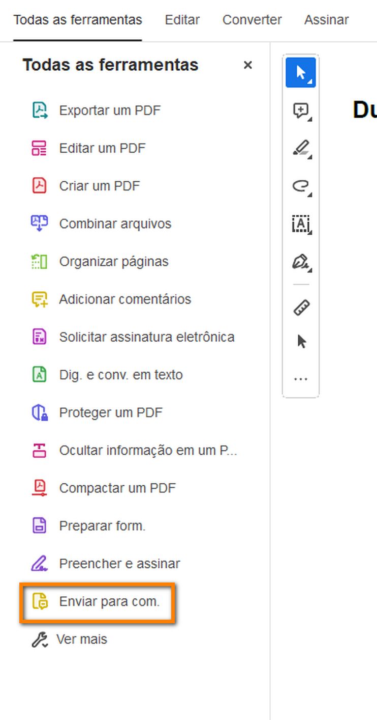 A ferramenta de comentário agora aparece no painel Todas as ferramentas