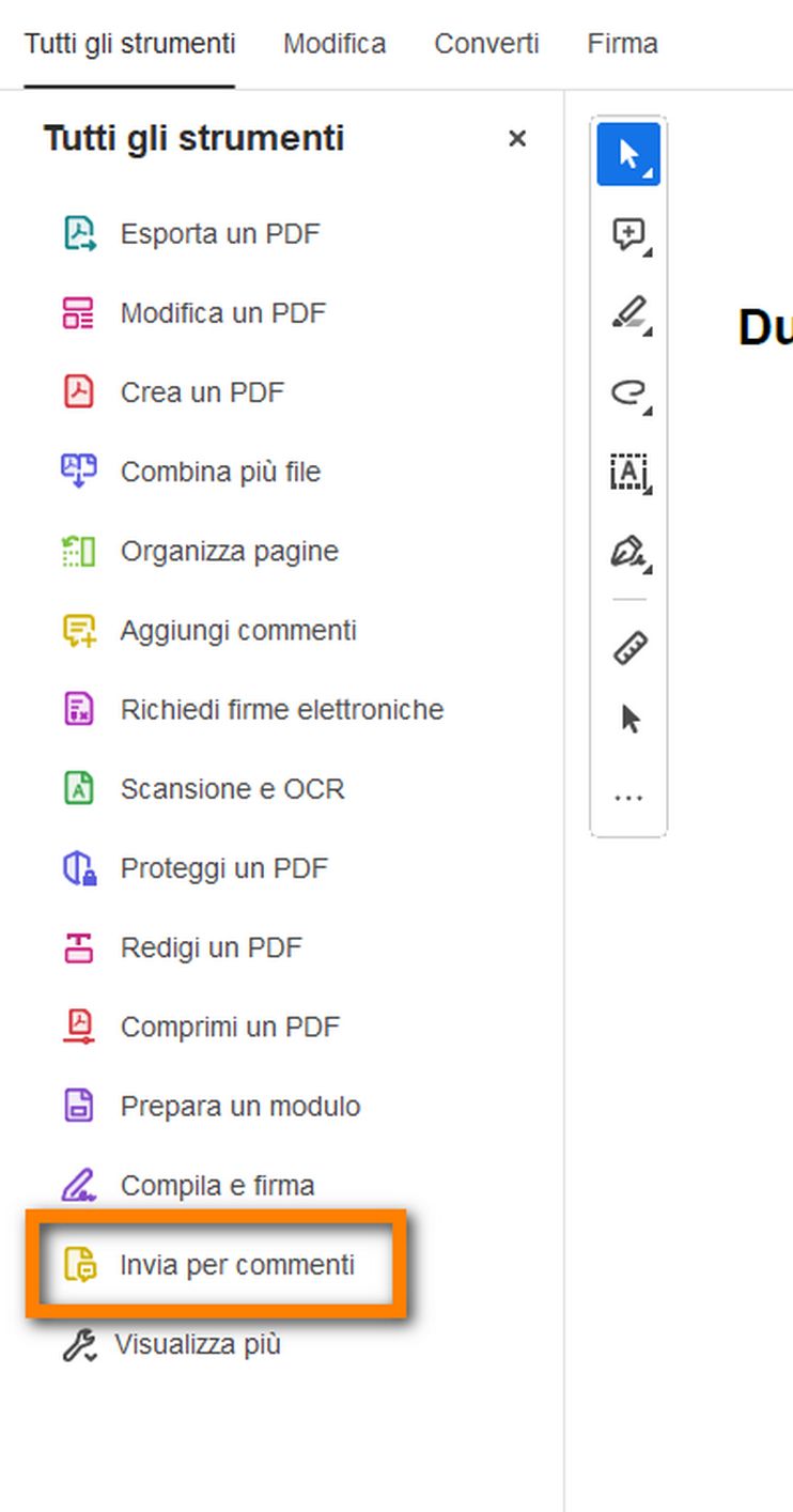 Ora lo strumento Commento viene visualizzato nel pannello Tutti gli strumenti