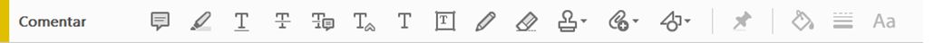 Barra de herramientas de comentarios en Acrobat