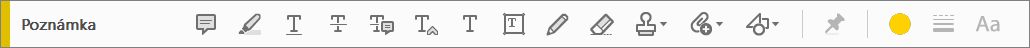 Panel nástrojů Poznámky v aplikaci Acrobat