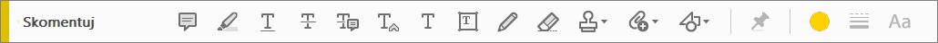 Pasek narzędzi Skomentuj w programie Acrobat
