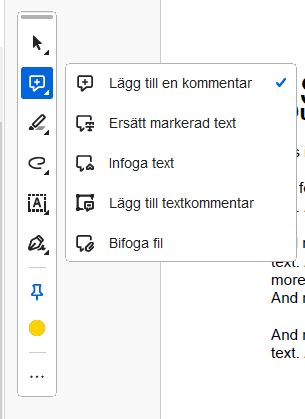 Kommentarsverktyg i Adobe Acrobat-datorprogrammet