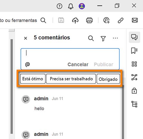 Sugestões de comentários
