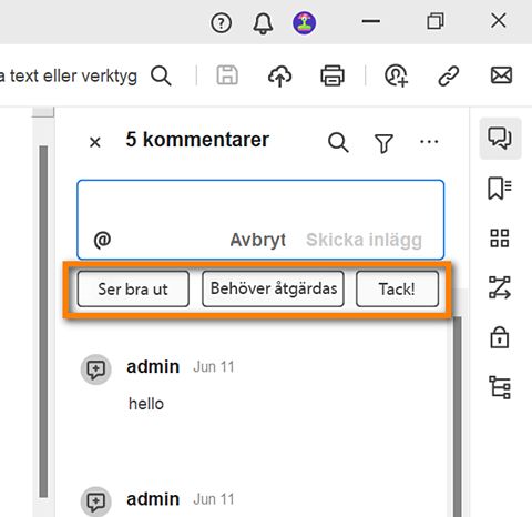 Förslag på kommentarer