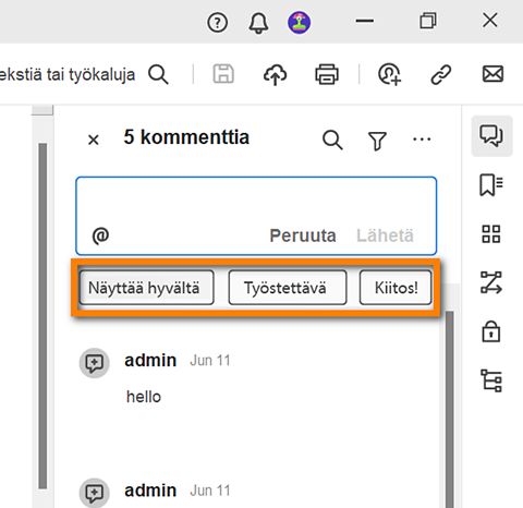 Kommentointiehdotukset
