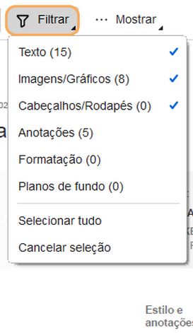 Acrobat Reader: filtro Comparar arquivos