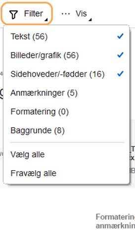 Acrobat Reader: Compare Files-filter