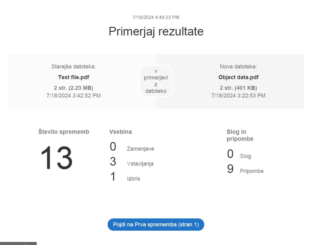 Primerjava rezultatov