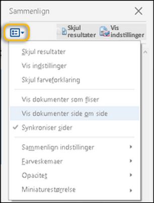 Sammenligningsindstillinger i Acrobat