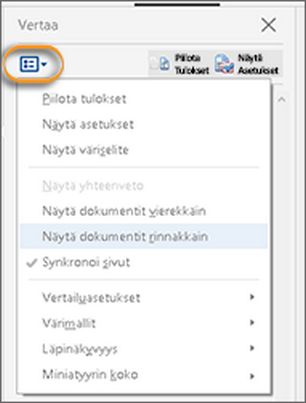 Acrobatin vertailuasetukset